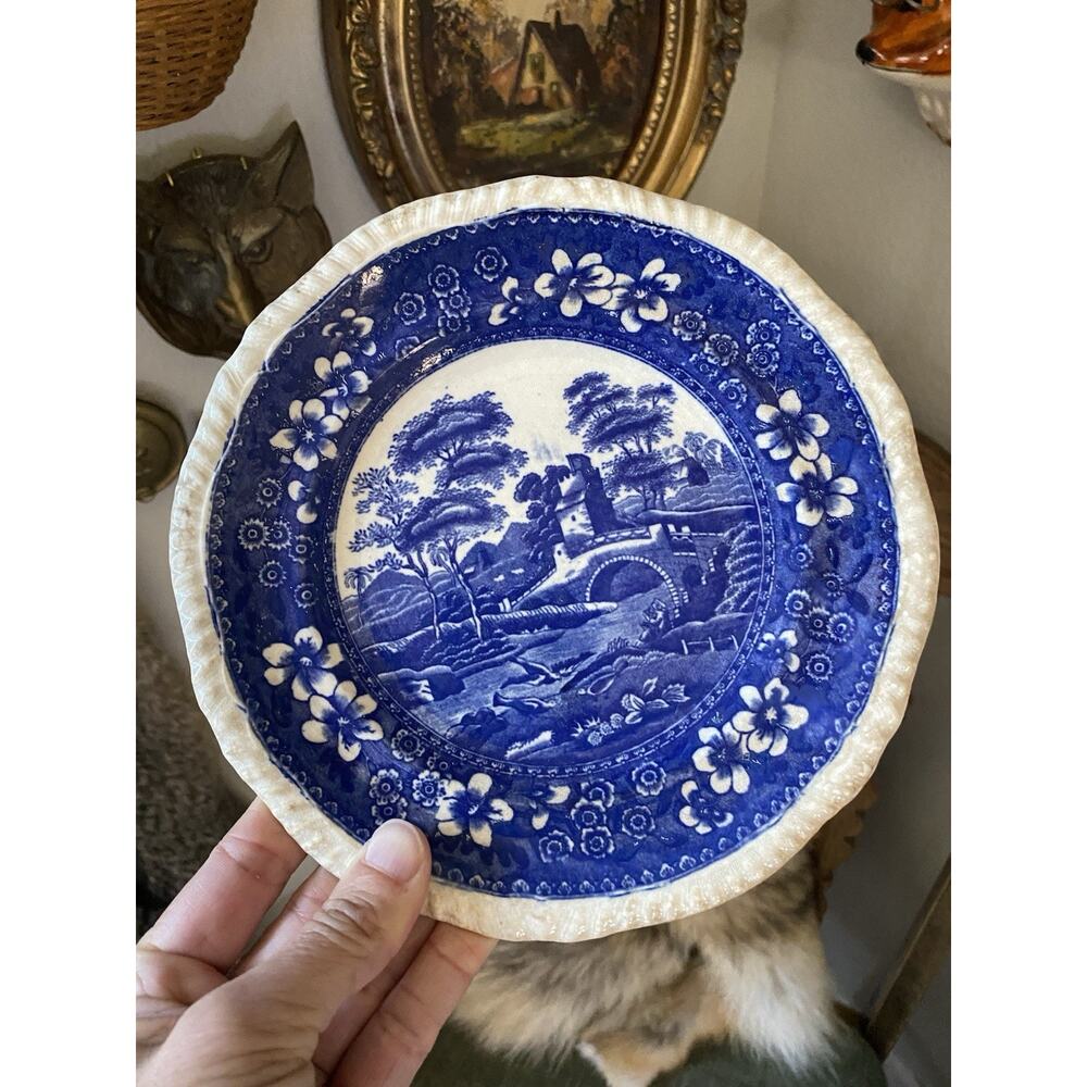 Antique 1907 Copeland Spode's Tower Blue 6.5” Plate Cottagecore Blue And White